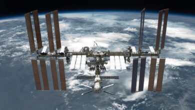A space station in orbit